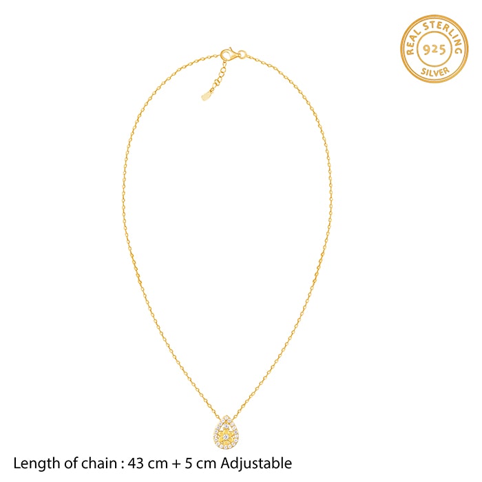 Golden Studded Delight Pendant With Link Chain