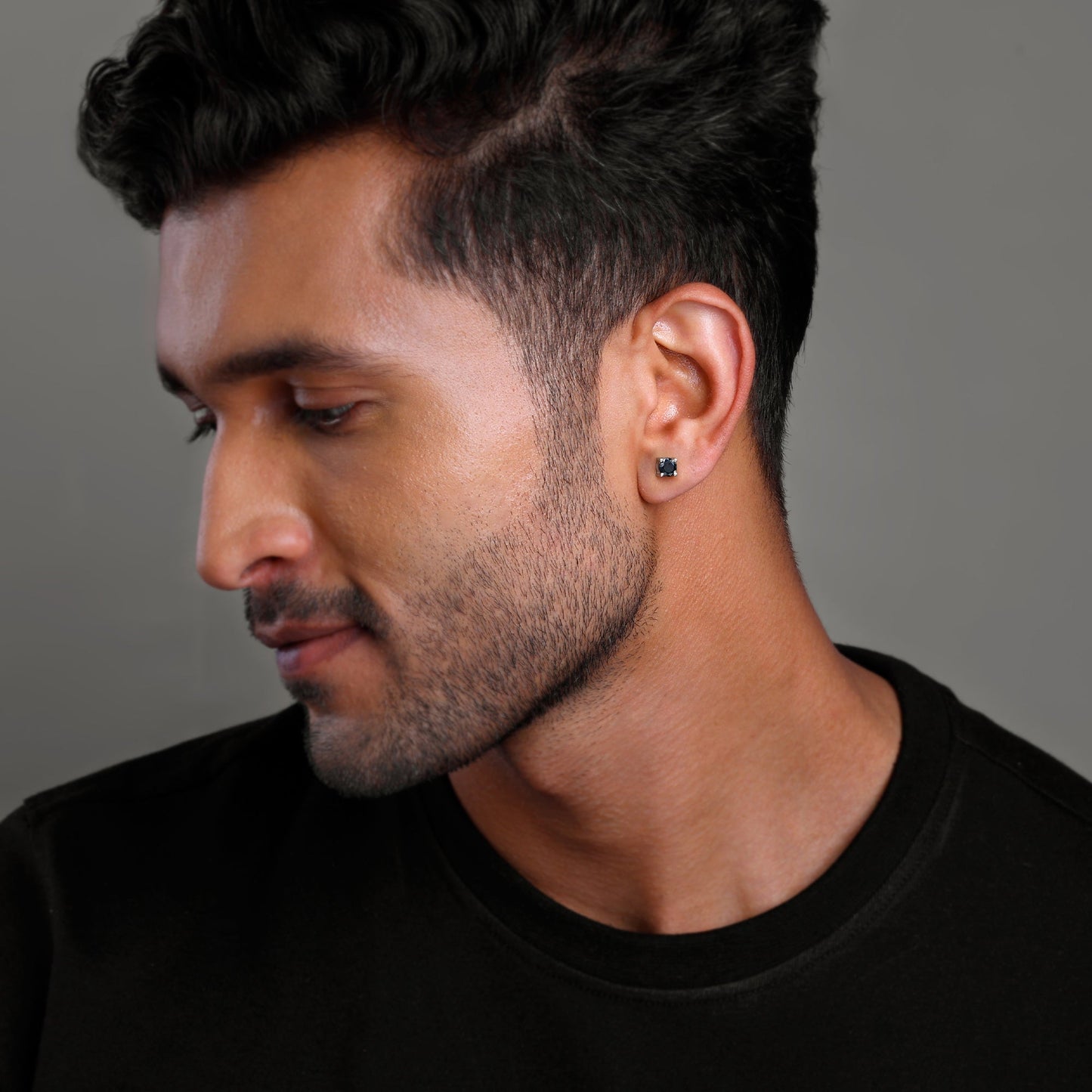 Silver Storm Edge Earring For Men