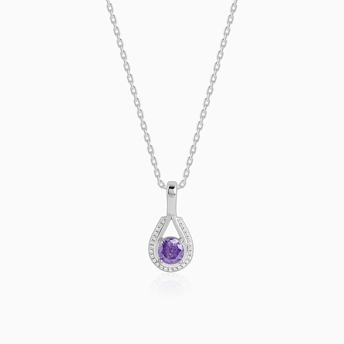 Silver Blissful Azure Pendant with Link Chain