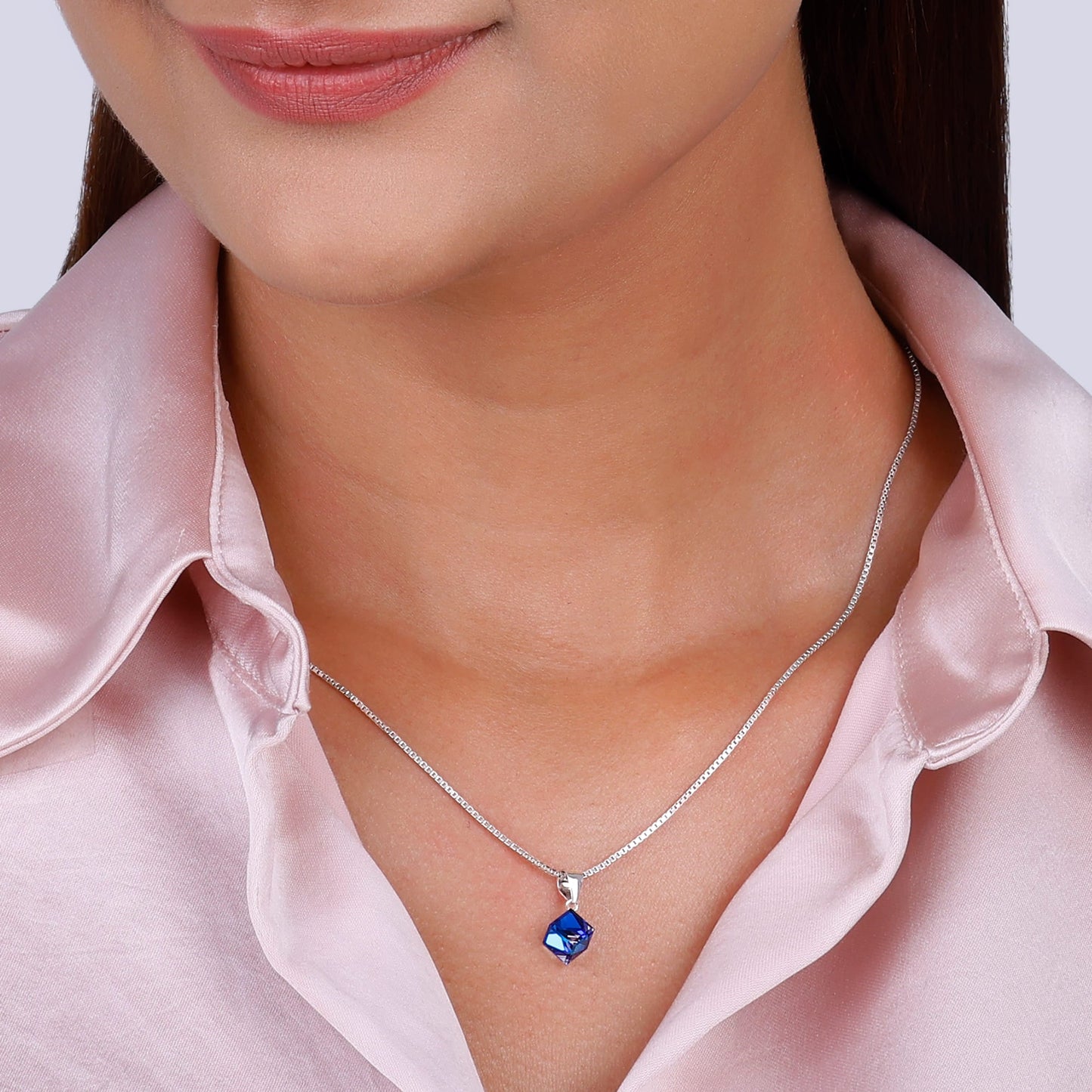 Silver Mystic Prism Pendant with Box Chain