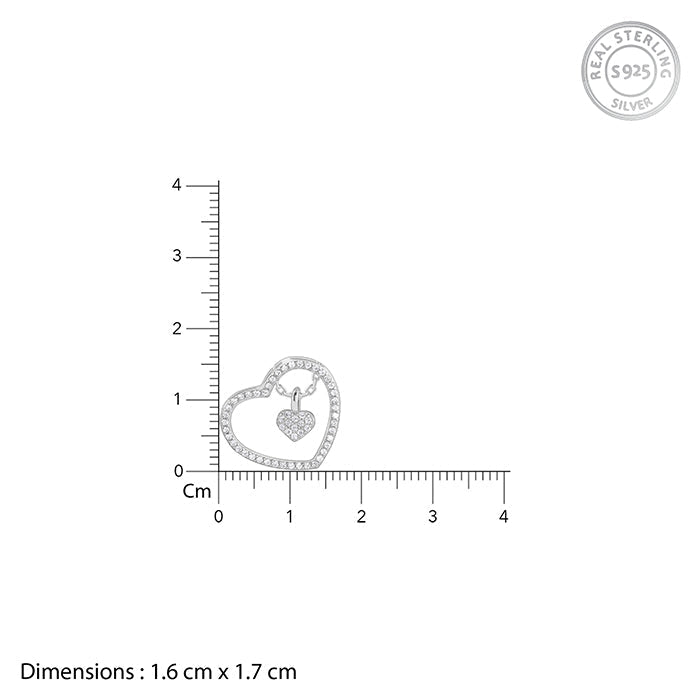 Silver Dazzling Zircon Heart Pendant With Link Chain