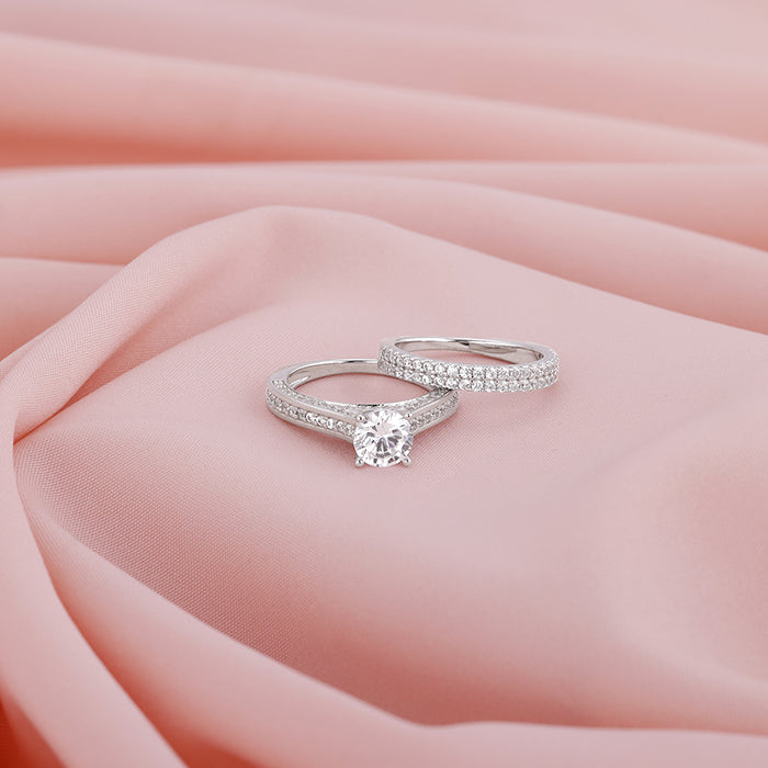 Silver Solitaire Stackable Ring